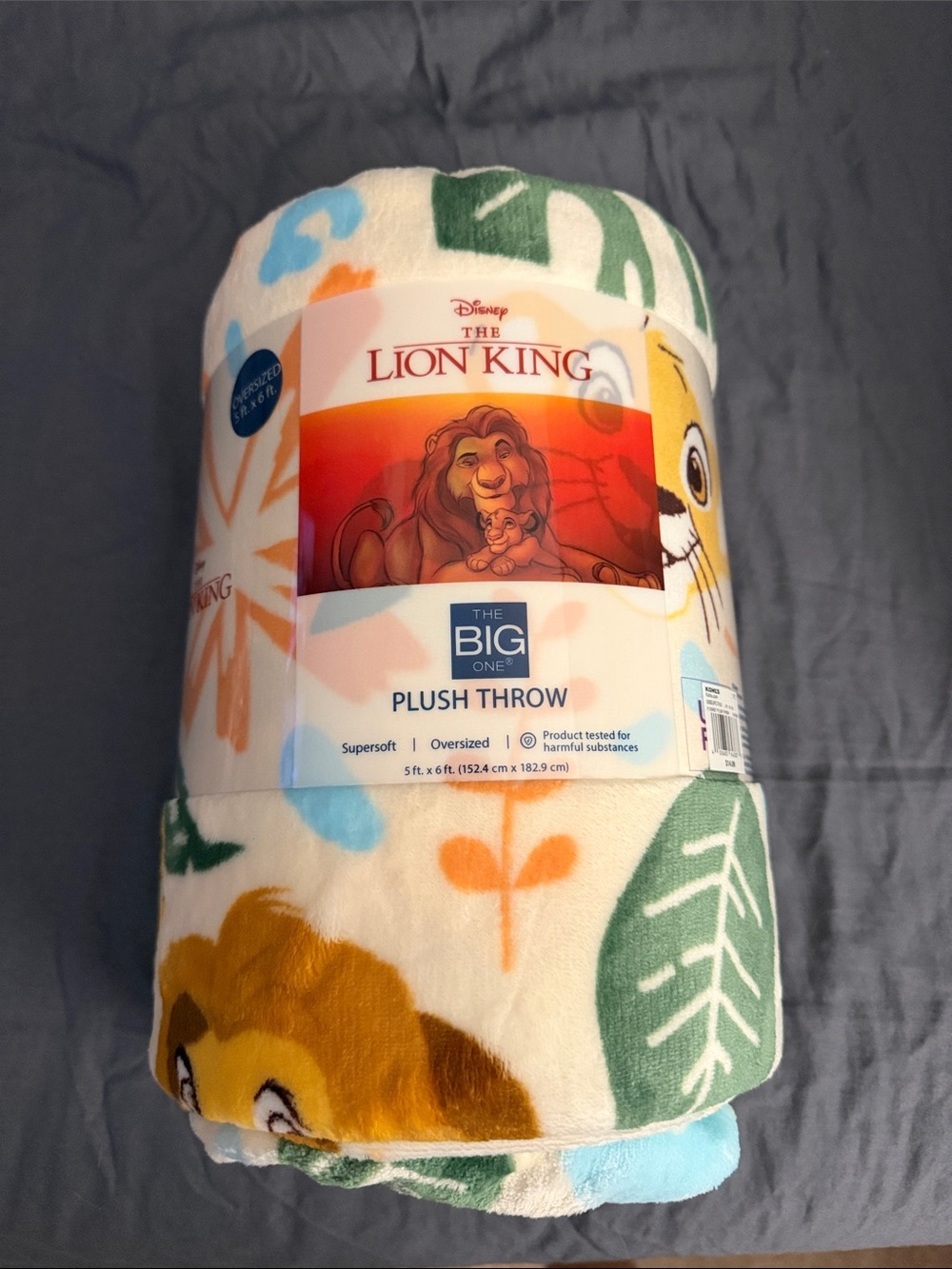 The Big One Lion King Plush Throw - Cream, Green, Blue, Orange